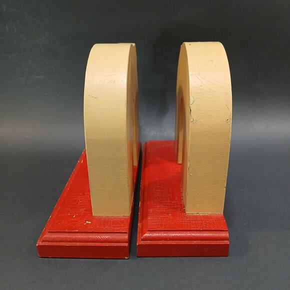 2 Hand Made Wooden Book Ends, Pair of Vtg Elephant Shaped Wood Shelf Sitters - Picture 3 of 7